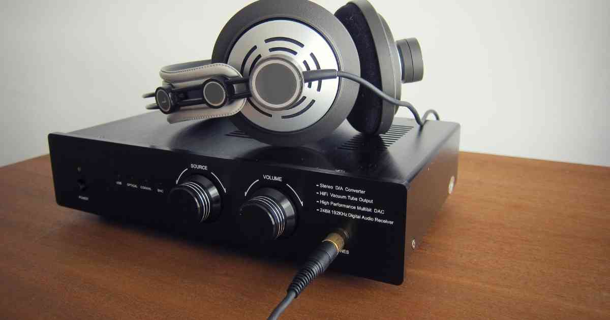 headphone connected to black DAC