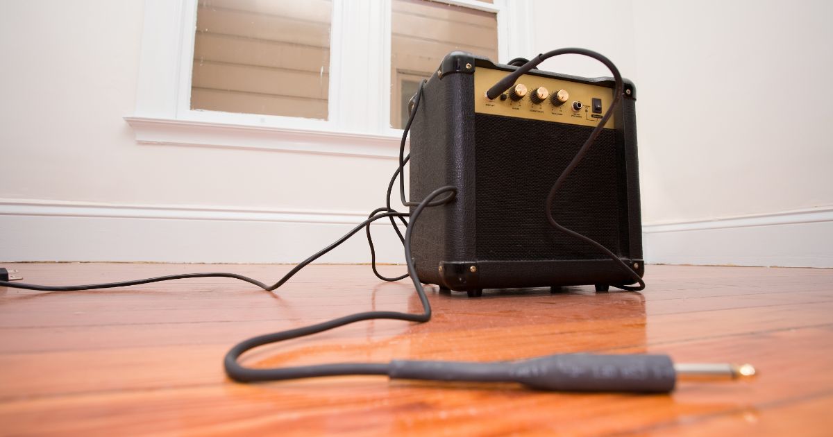 Amplifier on hardwood floor