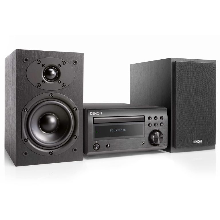 Bluetooth amplifier between 2 standing speakers.