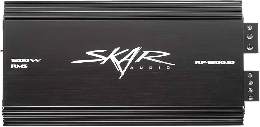 Skar Audio RP-1200.1D mono amplifier top view and controls