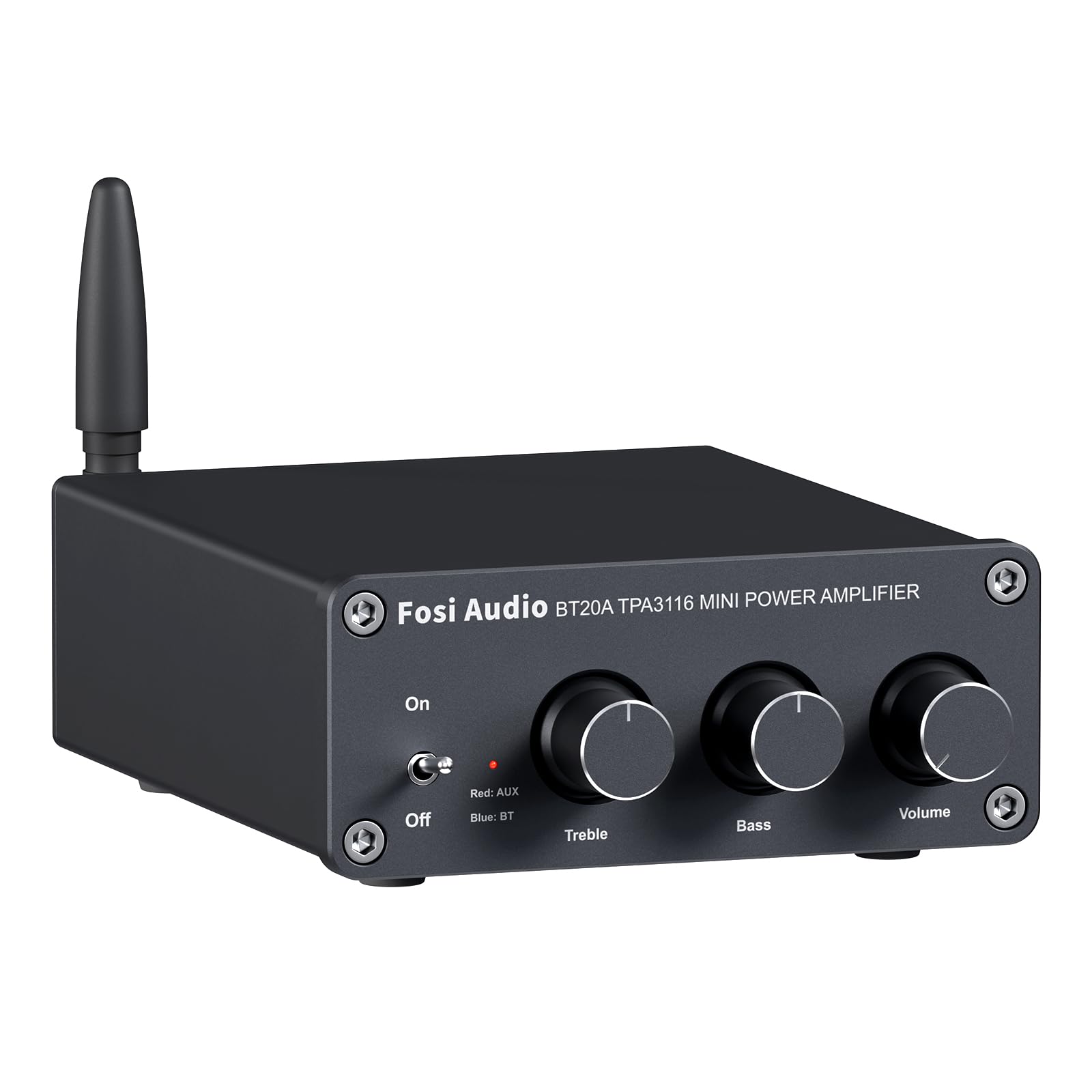 Compact stereo amplifier with simple analog controls focused on two-channel music playback