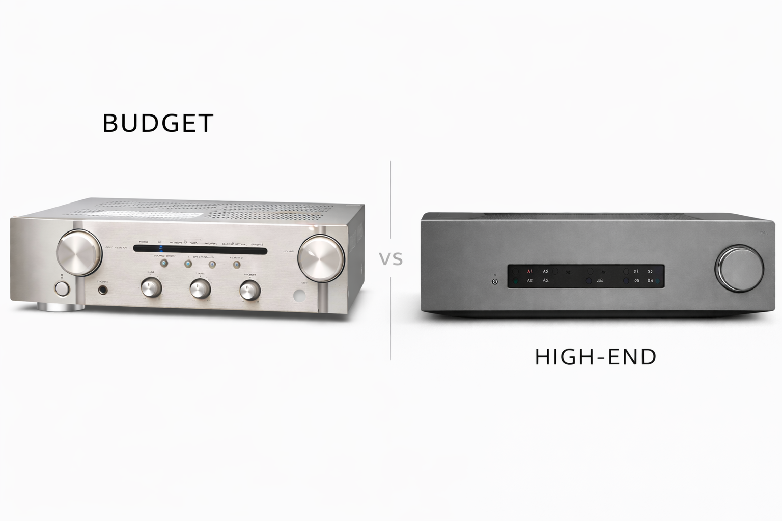 High end vs budget amplifiers compared to show differences in design, layout, and component quality