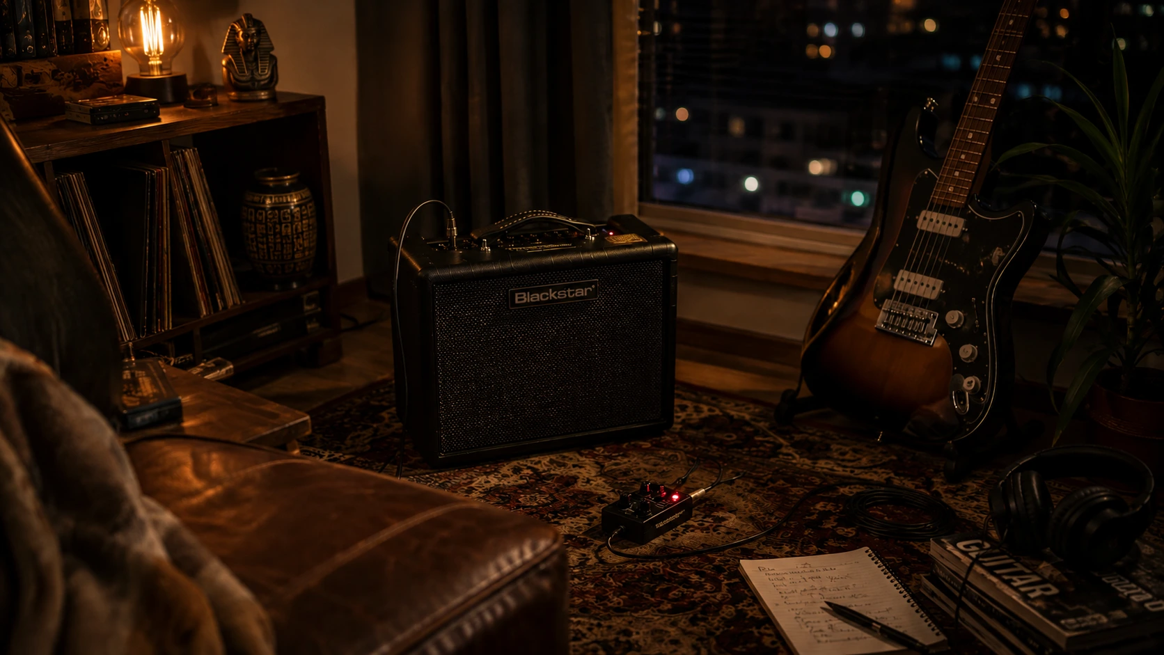 Blackstar HT-1R MkIII review — all-tube 1-watt guitar combo amp with glowing valves in a home music room setup for bedroom practice